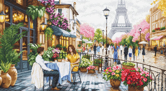 Set de brodat în cruciuliță Luca-S GOLD - BU5108 Vedere la Turnul Eiffel
