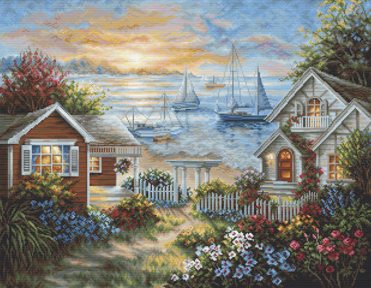 Luca-S embroidery set in Gold gobelin - G619 Quiet Cliff