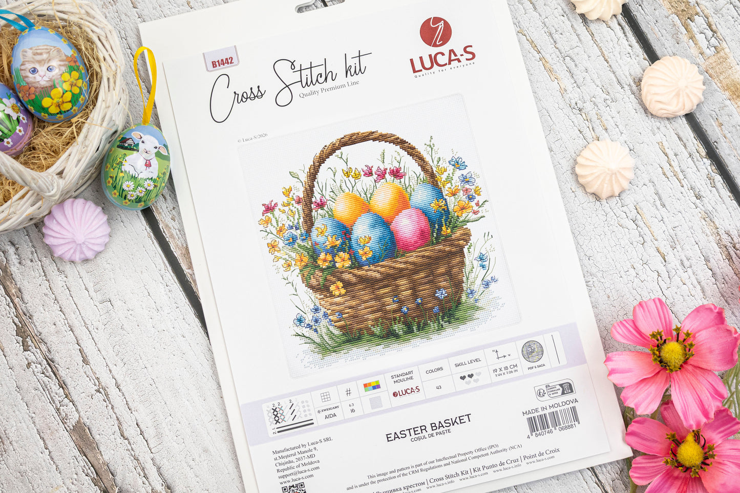 Set de brodat în cruciuliță Luca-S - Coșul de Paște, B1442