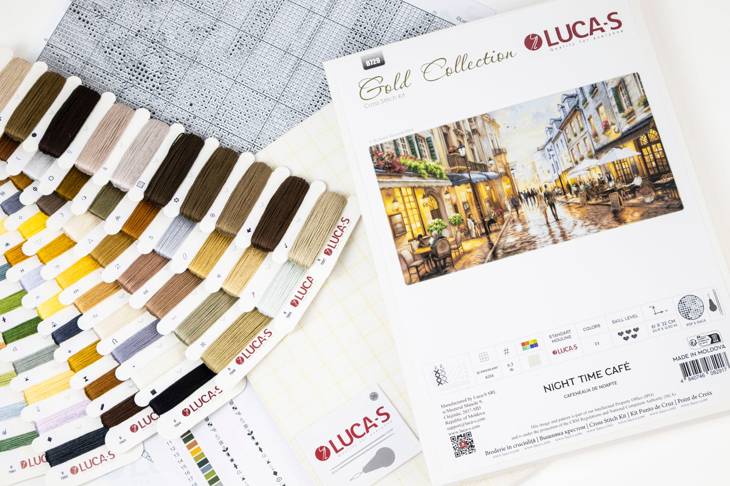 Set de brodat în cruciuliță Luca-S GOLD - Cafeneaua de Noapte, B729