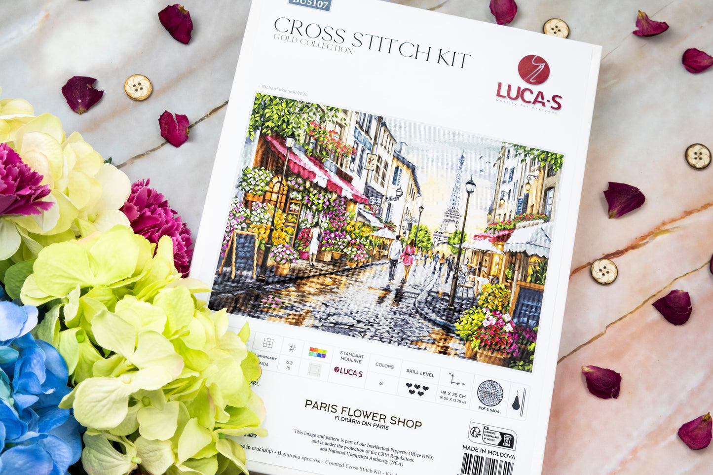 Set de brodat în cruciuliță Luca-S GOLD - Florăria din Paris, BU5107