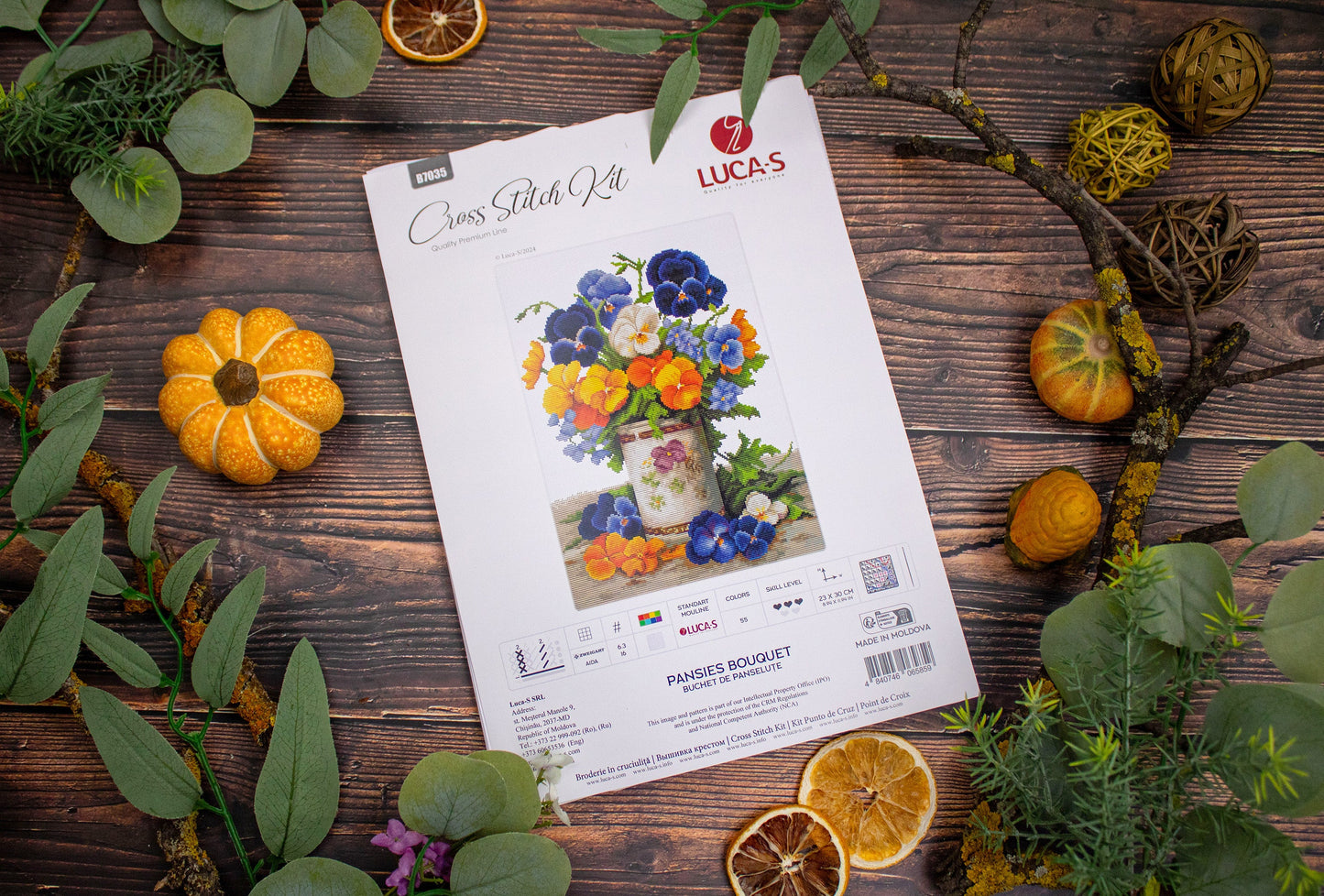 Cross stitch kit Luca-S - Bouquet of Pansies, B7035