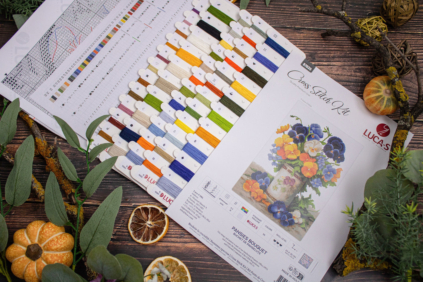 Cross stitch kit Luca-S - Bouquet of Pansies, B7035