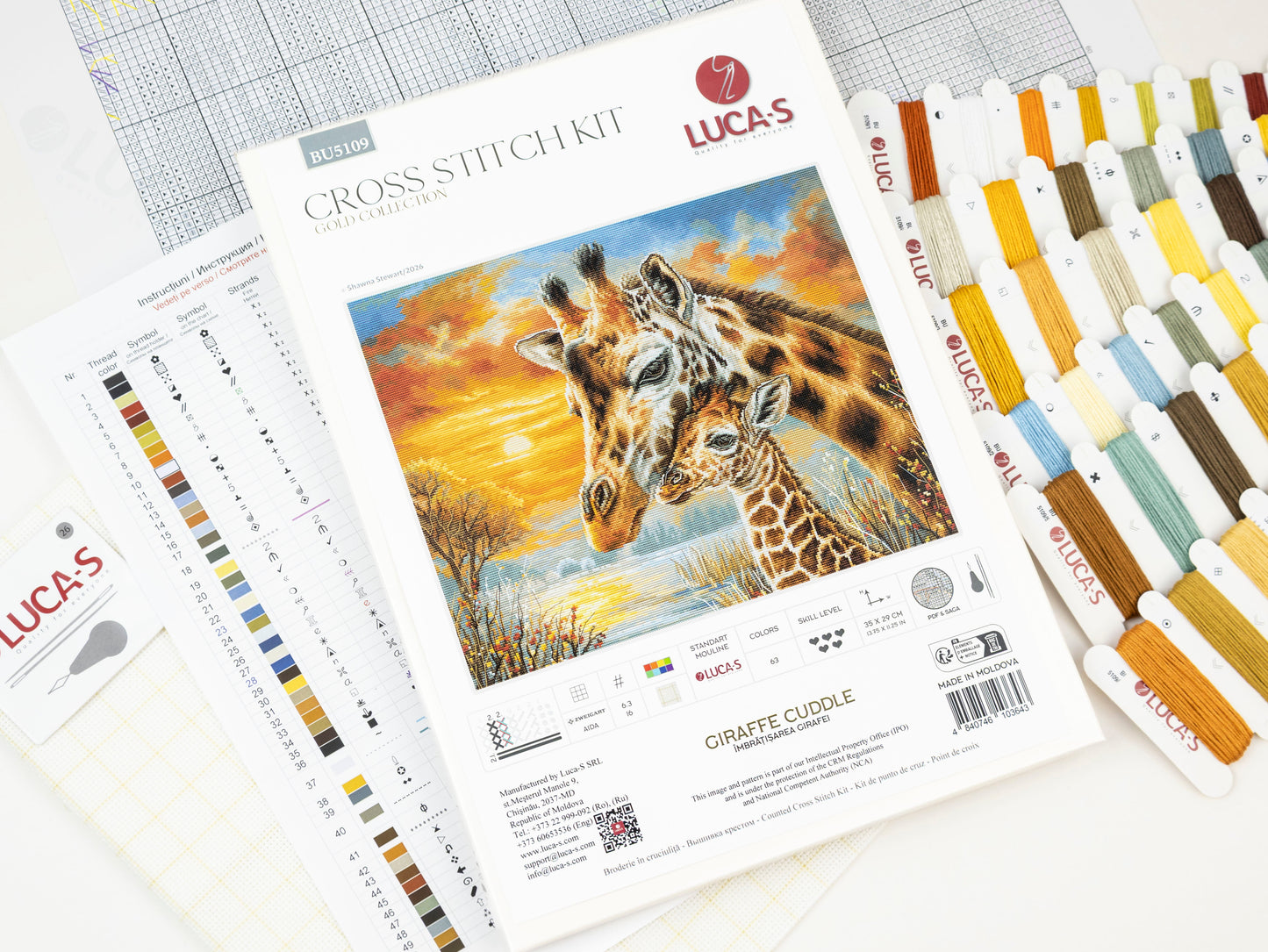 Set de brodat în cruciuliță Luca-S GOLD - BU5109 Îmbrățișarea Girafei